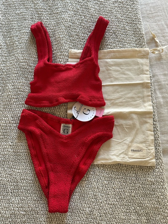 Hunza G Other - Hunza G Red Xandra Bikini Top with V Waist Bikini Bottom